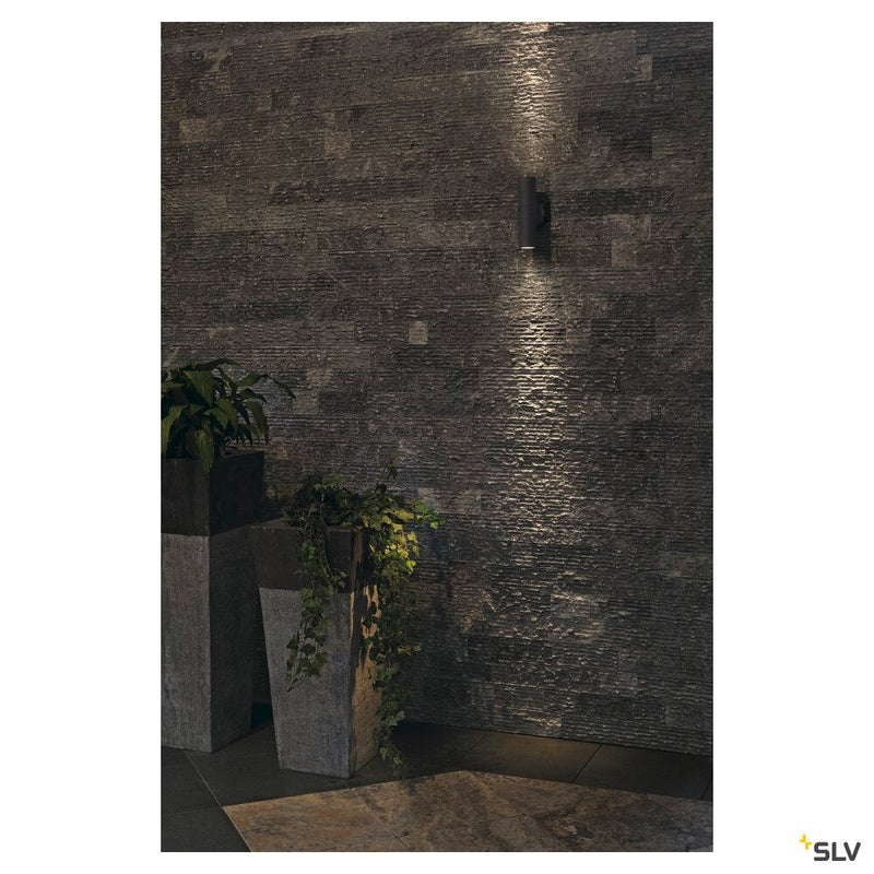 ASTINA, outdoor wall light, TCR50-SE, IP44, round, up/down, anthracite, max. 44W