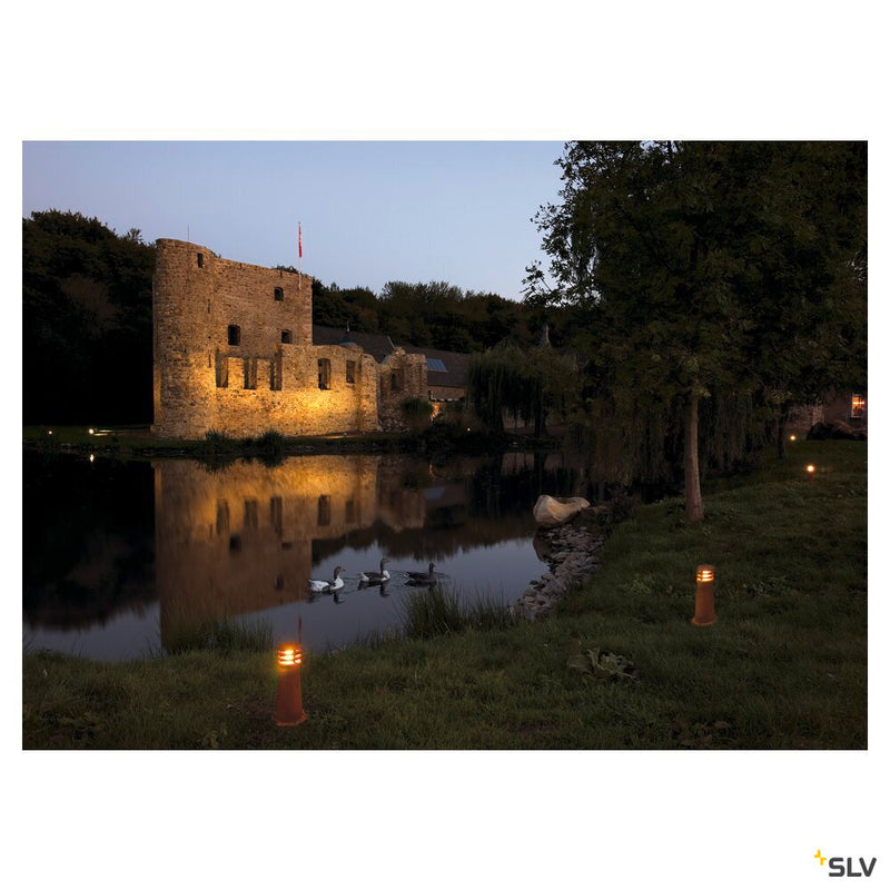 RUSTY 40, outdoor floor stand, TC-DSE, IP55, round, rusted steel, Ø/H 19/40 cm, max. 11W