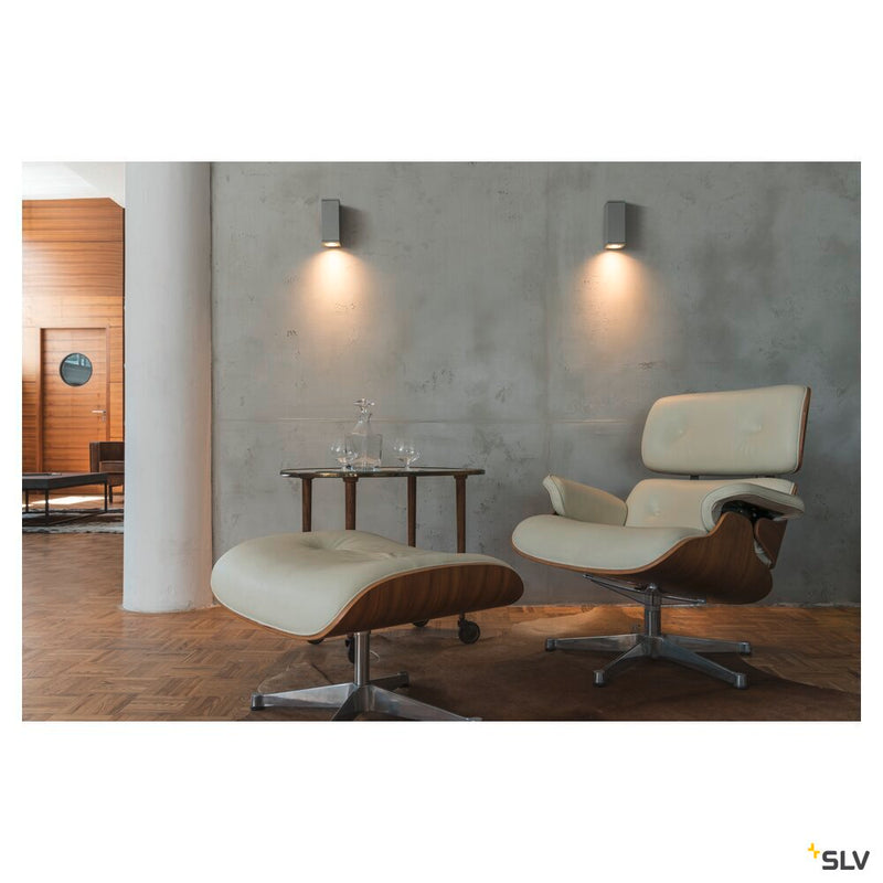 THEO WALL, outdoor wall light, QPAR51, square, silver-grey, max. 35W