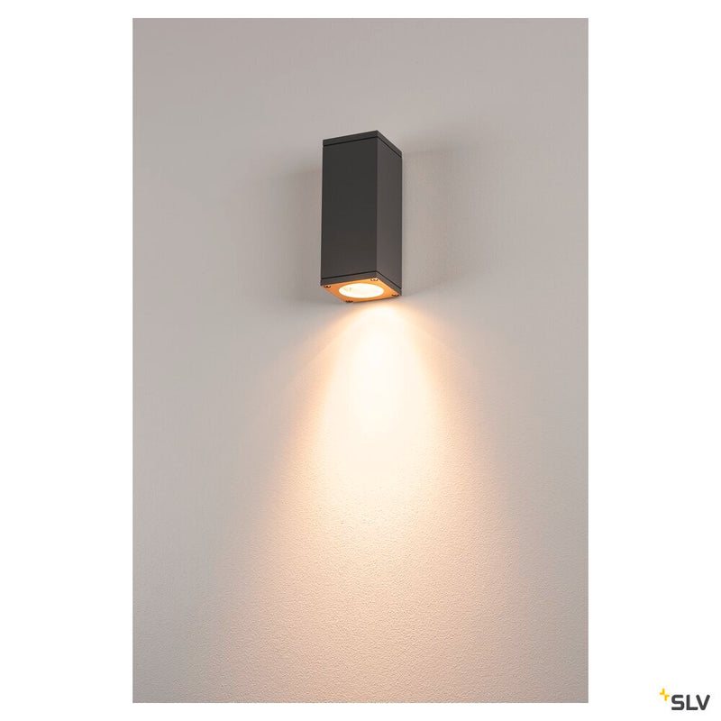 THEO WALL, outdoor wall light, QPAR51, square, anthracite, max. 35W