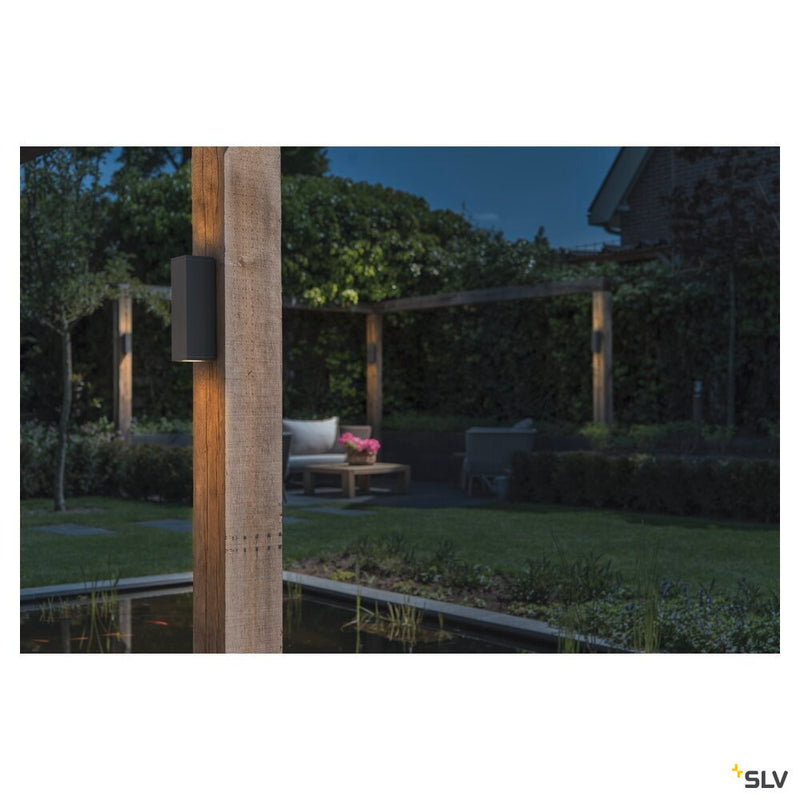 THEO, outdoor wall light, QPAR51, IP44, square, up/down, anthracite, max. 70W