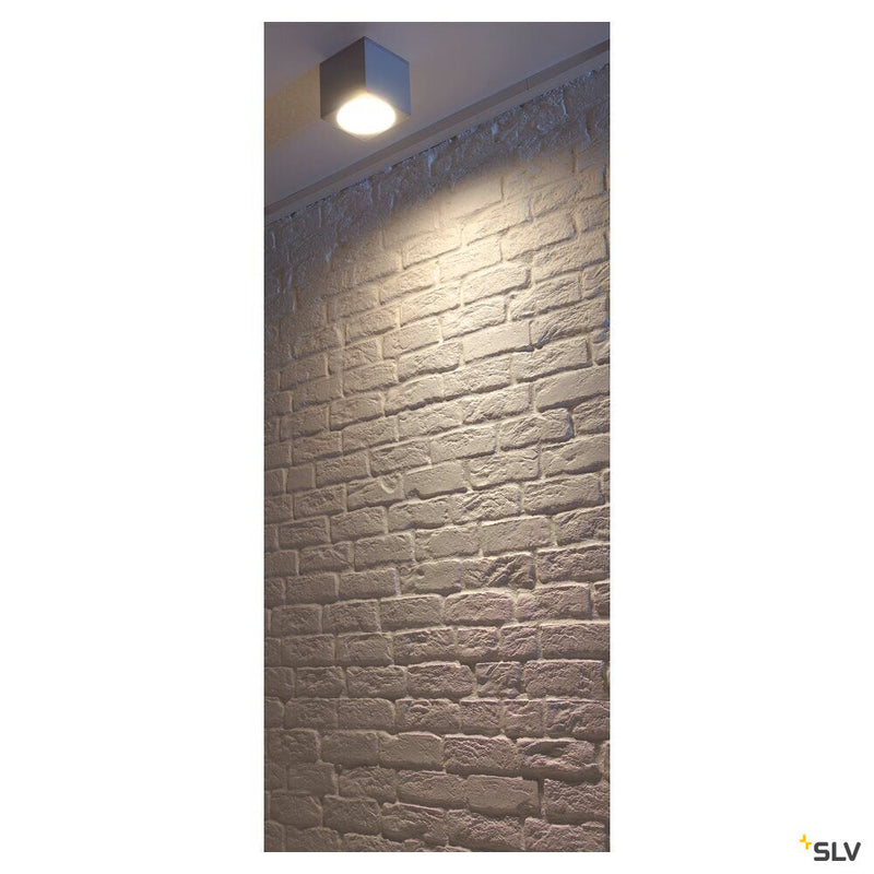 BIG THEO, outdoor ceiling light, QPAR111, IP44, square, silver-grey, max. 75W