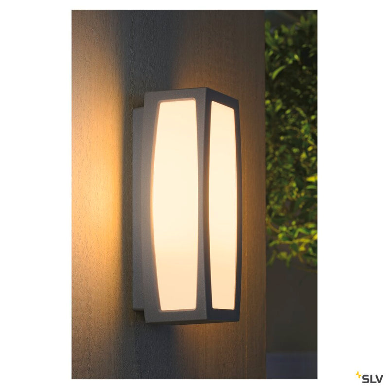 MERIDIAN BOX, outdoor wall light, TC-(D,H,T,Q)SE, IP54, silver-grey, max. 20W