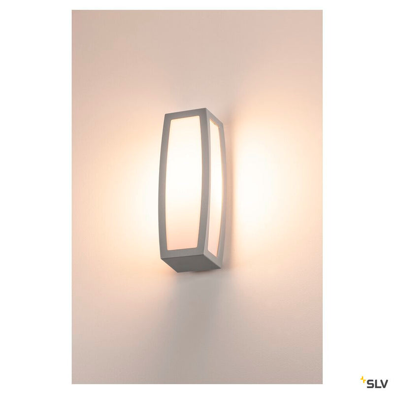 MERIDIAN BOX, outdoor wall light, TC-(D,H,T,Q)SE, IP54, silver-grey, max. 20W