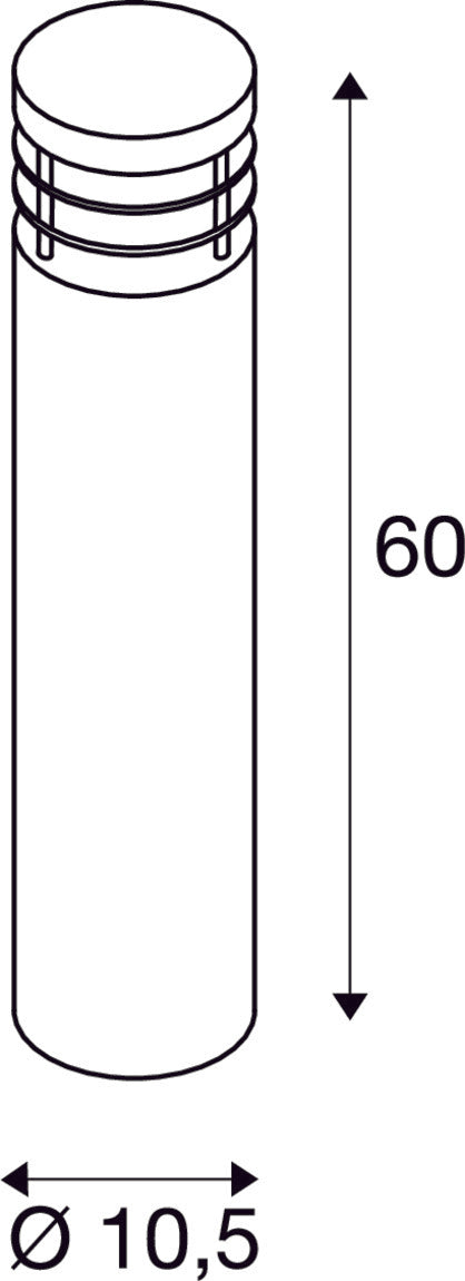 VAP SLIM 60, outdoor floor stand, TC-TSE, IP44, brushed stainless steel, Ø/H 10/60 cm, max. 20W