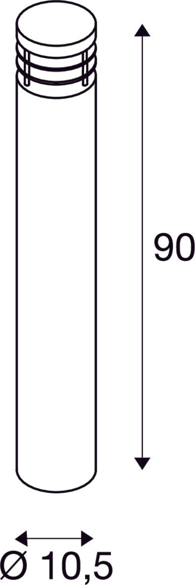 VAP SLIM 90, outdoor floor stand, TC-TSE, IP44, brushed stainless steel, Ø/H 10/90 cm, max. 20W