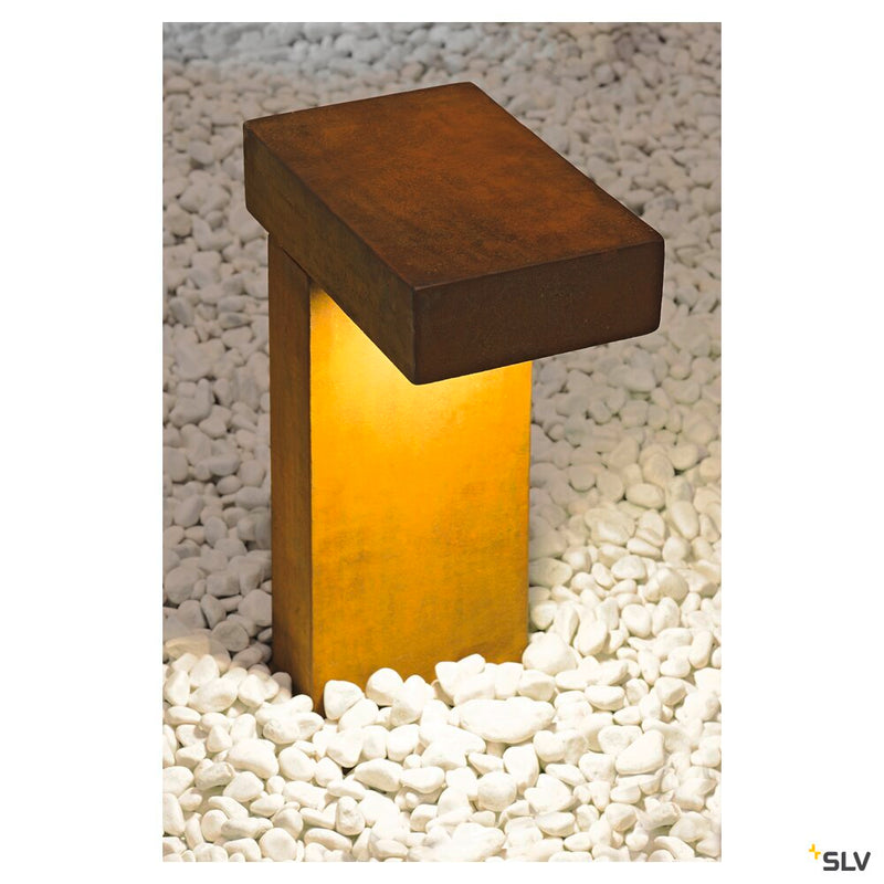 RUSTY PATHLIGHT, outdoor floor stand, energy-saving lamp, GX53, IP44, rusted steel, max. 9W