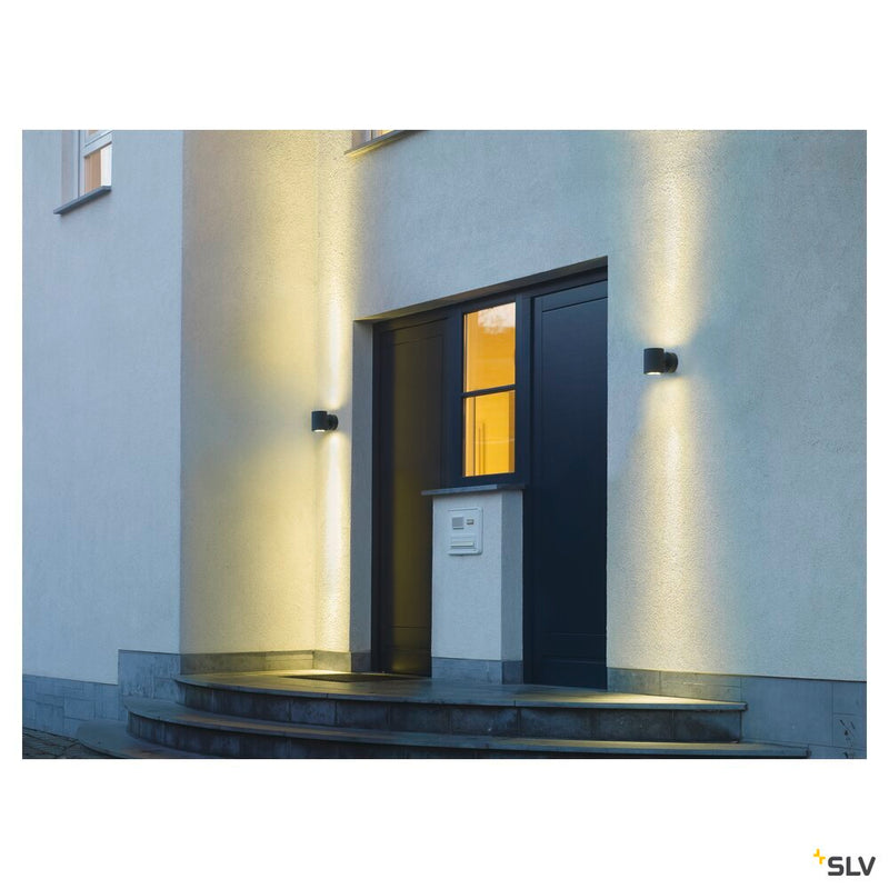 SITRA, outdoor wall light, double-headed, TCR-TSE, IP44, up/down, anthracite, max. 18W