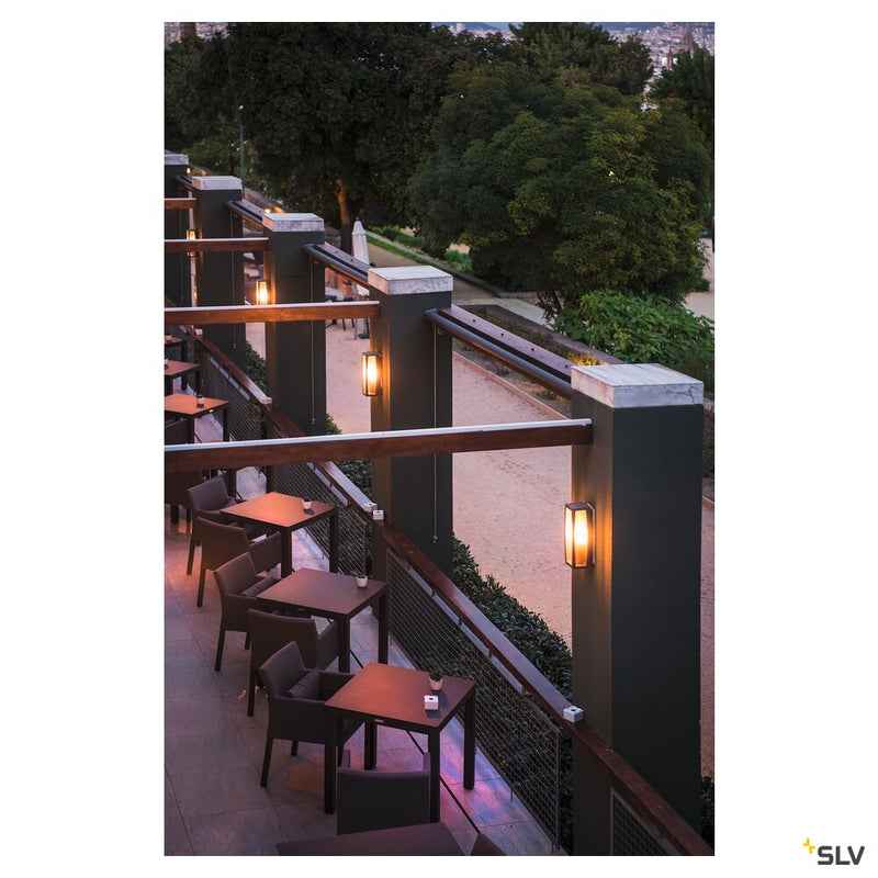 MERIDIAN BOX 2, outdoor wall light, TC-(D,H,T,Q)SE, anthracite, max. 25W, clear plastic