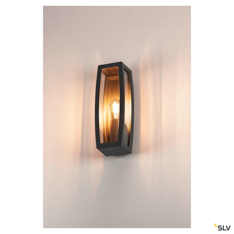 MERIDIAN BOX 2, outdoor wall light, TC-(D,H,T,Q)SE, anthracite, max. 25W, clear plastic
