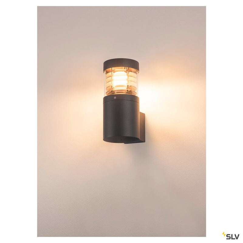 F-POL WALL, outdoor wall light, TC-(D,H,T,Q)SE, IP54, round, anthracite, max. 20W