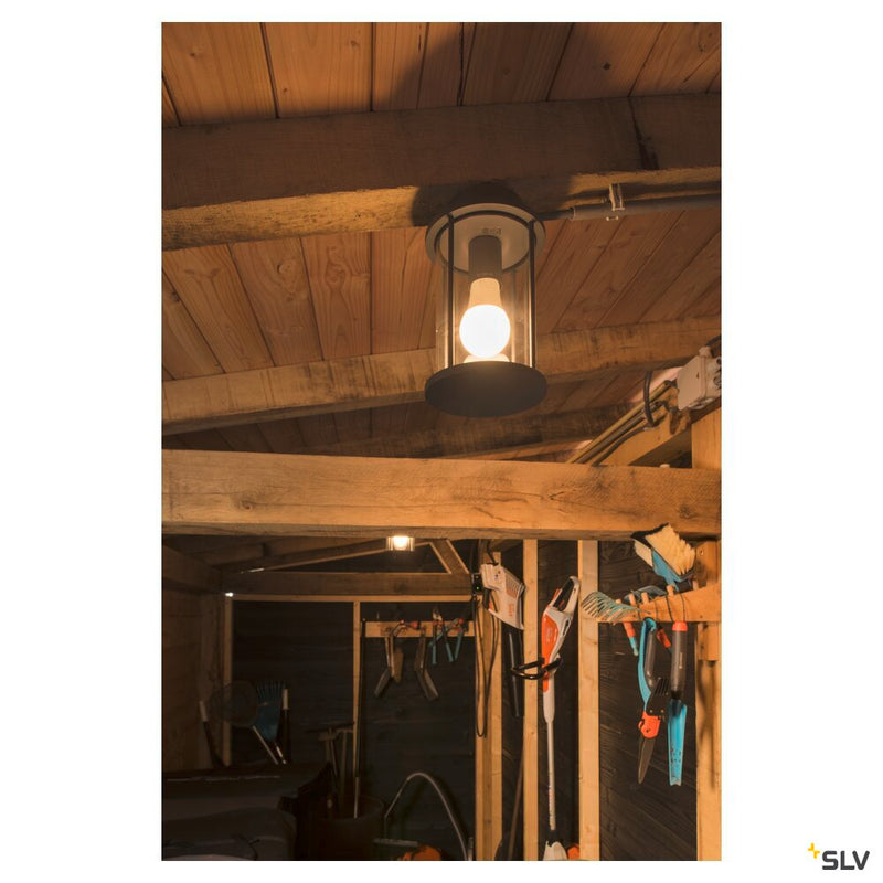 PHOTONIA, Outdoor ceiling light, A60, round, anthracite, clear glass