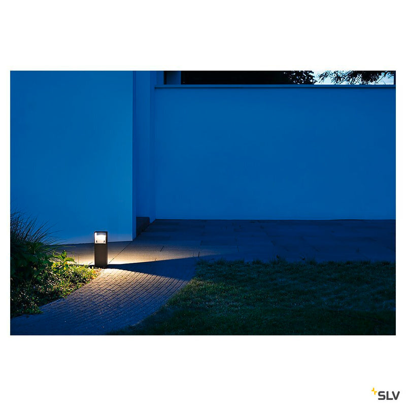 LOGS 40, outdoor floor stand, LED, 3000K, IP44, square, anthracite, L/W/H 13/8/39.5 cm, 8W