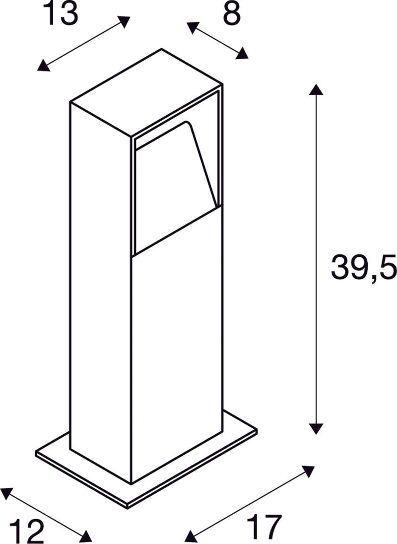 LOGS 40, outdoor floor stand, LED, 3000K, IP44, square, anthracite, L/W/H 13/8/39.5 cm, 8W