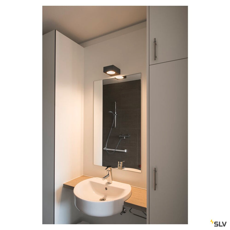 QUADRASYL WL 15, outdoor wall light, energy-saving lamp GX53, IP44, square, L/W/H 15/12/5.5 cm, anthracite, max. 11W
