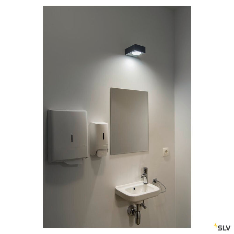 QUADRASYL WL 15, outdoor wall light, energy-saving lamp GX53, IP44, square, L/W/H 15/12/5.5 cm, anthracite, max. 11W