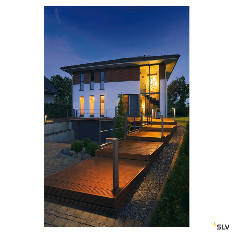 QUADRASYL 75, outdoor floor lamp, energy saving lamp GX53, IP44, square, silver-grey, L/W/H 19/22.5/75 cm, max. 11W