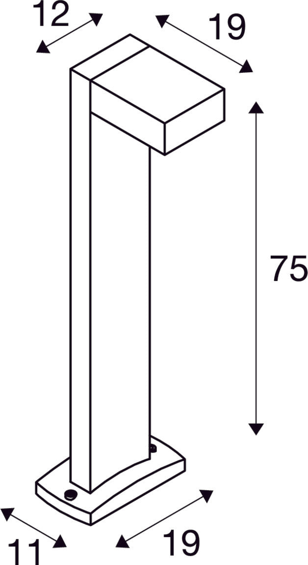 QUADRASYL 75, outdoor floor lamp, energy saving lamp GX53, IP44, square, silver-grey, L/W/H 19/22.5/75 cm, max. 11W