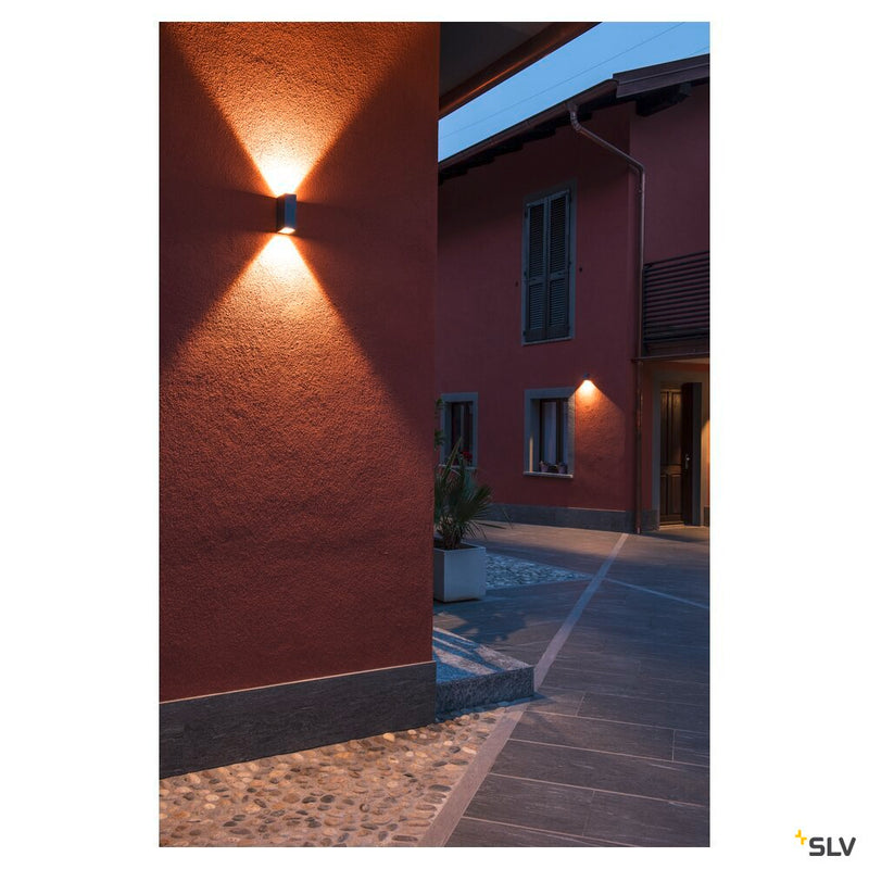 QUAD 2 XL, wall light, LED, 3000K, IP44, square, up/down, anthracite, 3.2W