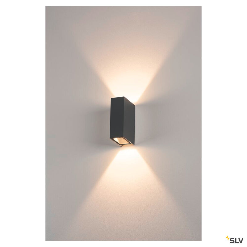 QUAD 2 XL, wall light, LED, 3000K, IP44, square, up/down, anthracite, 3.2W