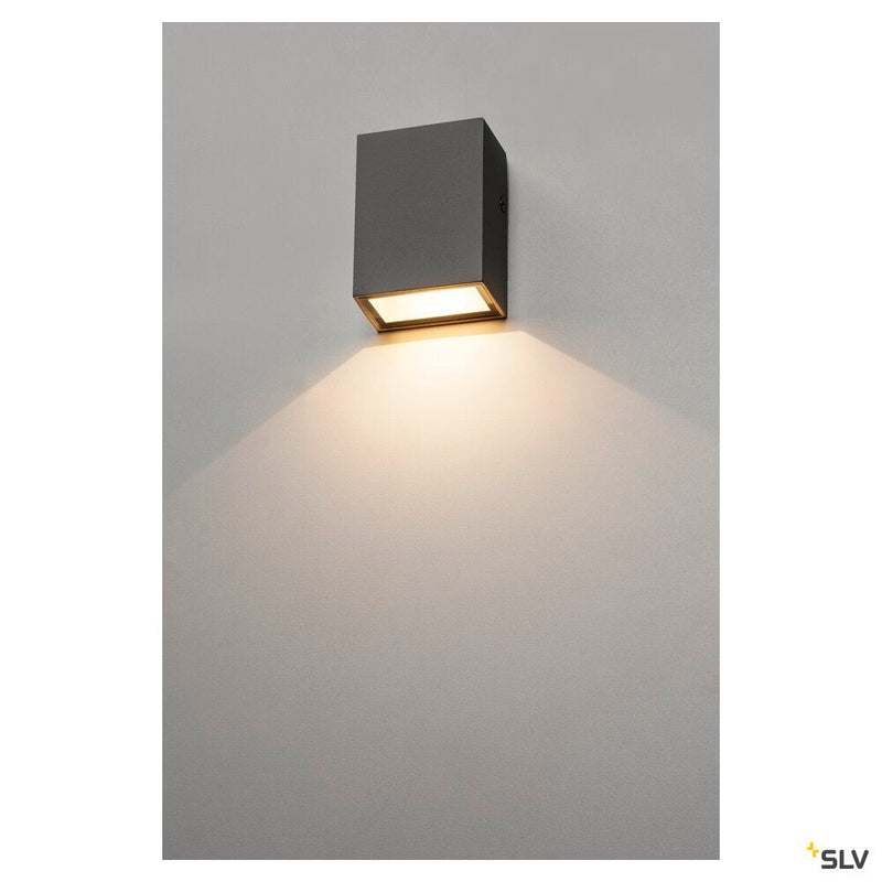 QUAD 1, wall light, LED, 3000K, IP44, square, anthracite, 4.6W