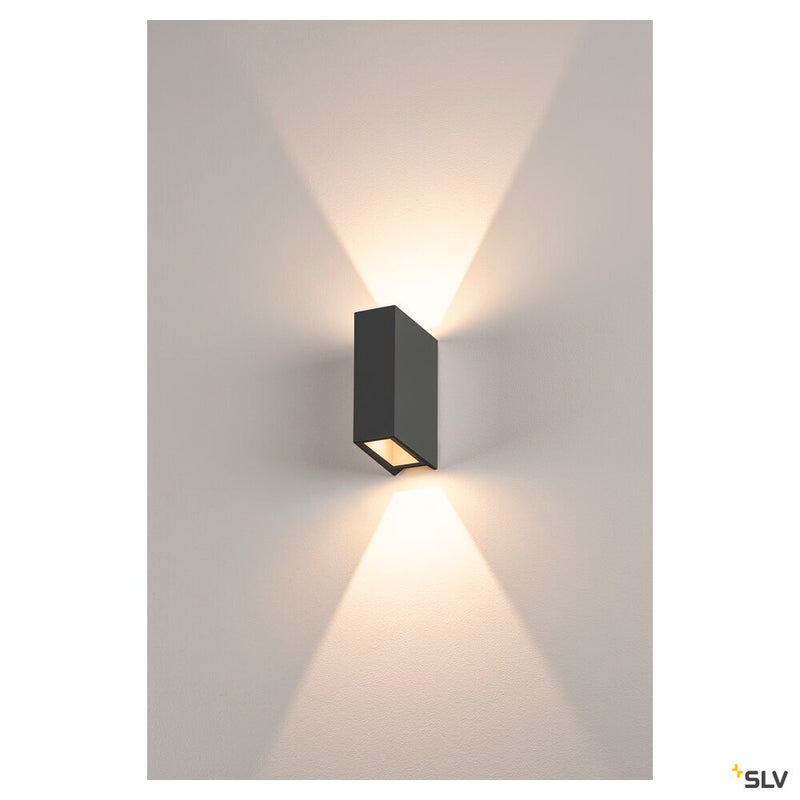 QUAD 2, wall light, LED, 3000K, IP44, square, up/down, anthracite, 6W
