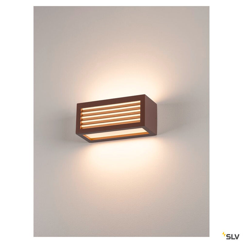 BOX-L, outdoor wall light, TC-(D,H,T,Q)SE, IP44, square, rust, max. 18W