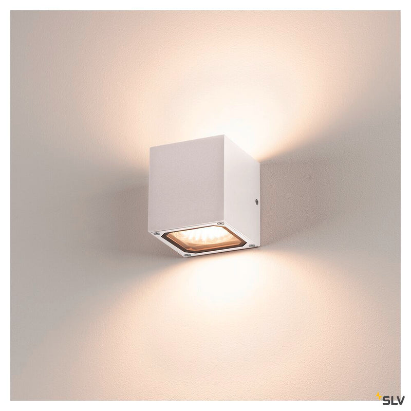SITRA CUBE, outdoor wall light, TCR-TSE, IP44, white, max. 18W