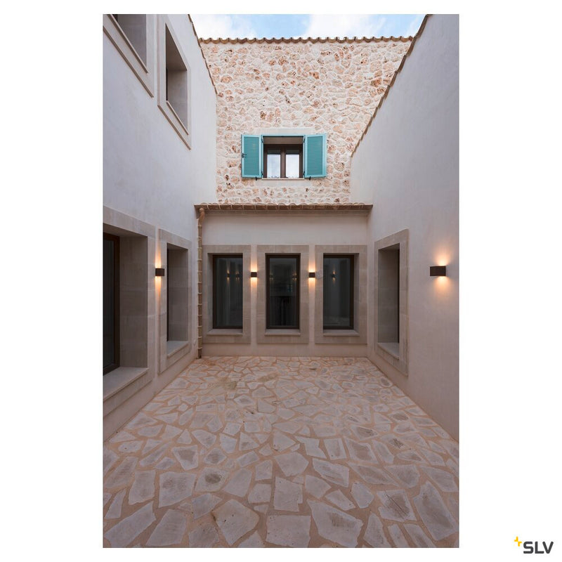 SITRA CUBE, outdoor wall light, TCR-TSE, IP44, rust, max. 18W