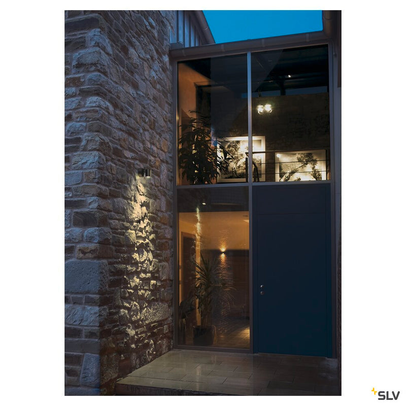 HELIA, outdoor wall light, single-headed, LED, 3000K, IP55, anthracite, tiltable, 8W