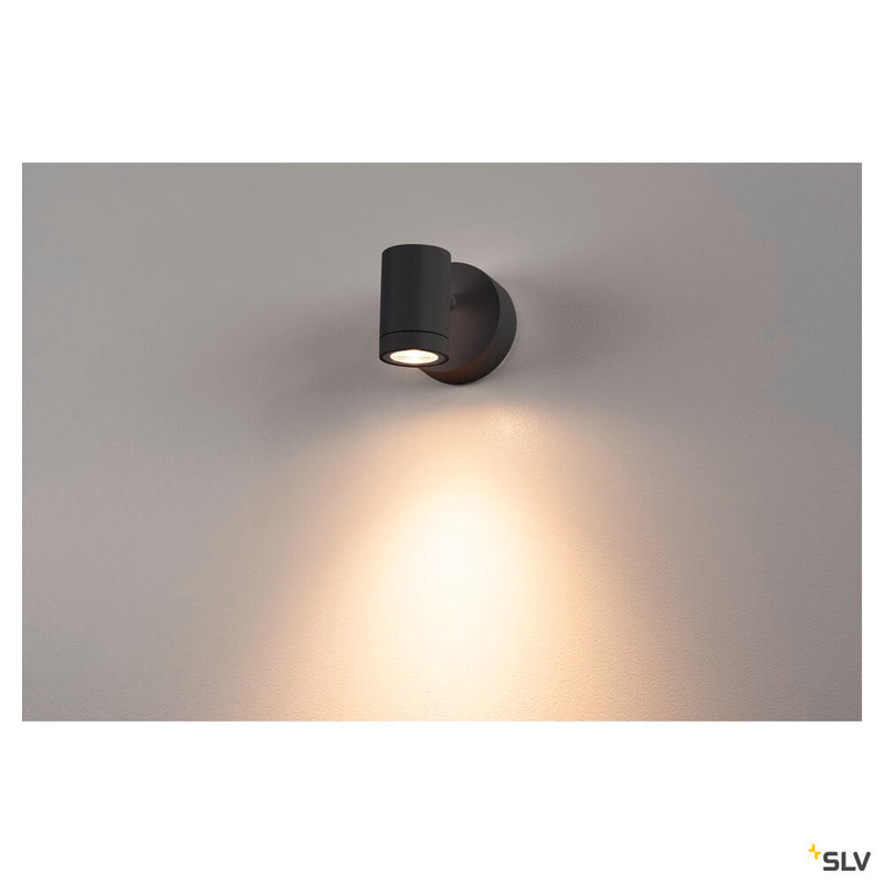 HELIA, outdoor wall light, single-headed, LED, 3000K, IP55, anthracite, tiltable, 8W