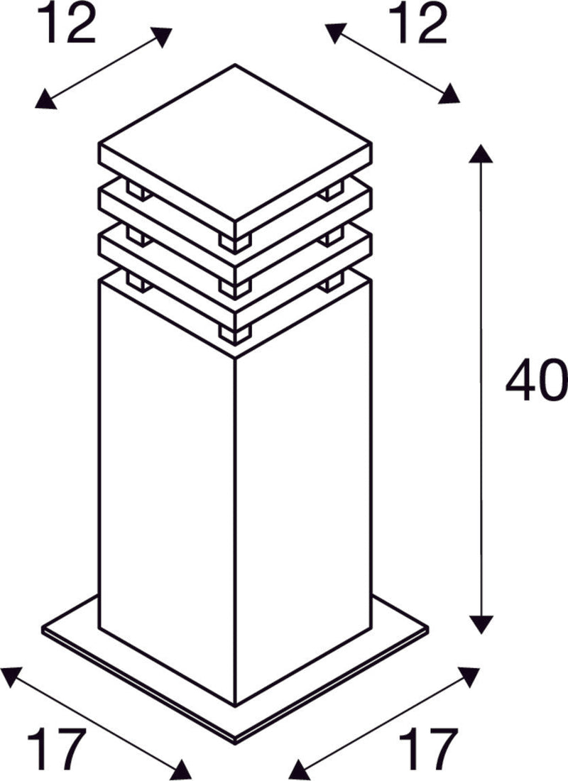 RUSTY SQUARE 40, outdoor floor stand, LED, 3000K, square, rusted steel, L/W/H 12/12/40