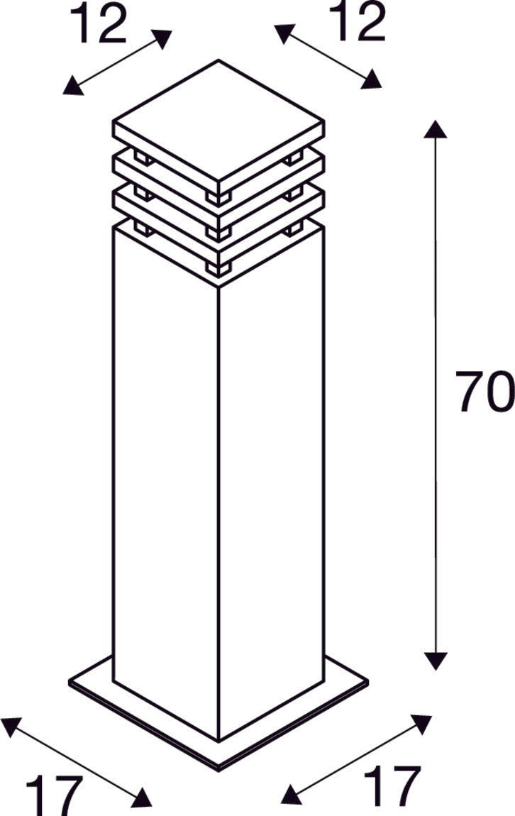 RUSTY SQUARE 70, outdoor floor stand, LED, 3000K, square, rusted steel, L/W/H 12/12/71