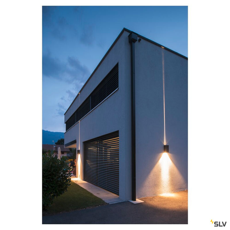 BIG THEO WALL, outdoor wall light, double-headed, LED, 3000K, Flood up/Beam down, silver-grey, W/H/D 13/29/13.5 cm