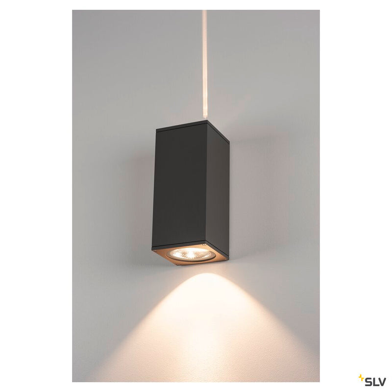 BIG THEO WALL, outdoor wall light, double-headed, LED, 3000K, Flood up/Beam down, silver-grey, W/H/D 13/29/13.5 cm